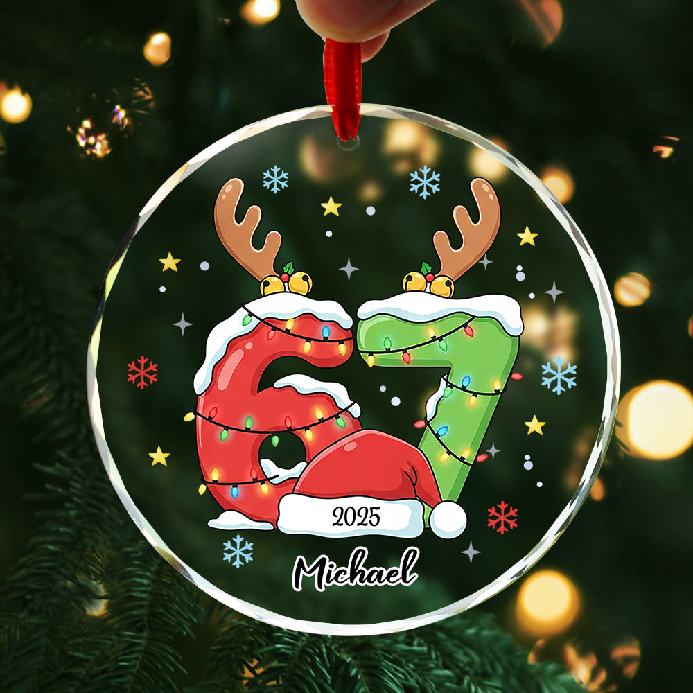 Personalized Funny ‘Six Seven’, Holiday Glass Xmas Decor Glass Ornament HA75 898306