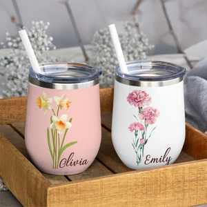 Personalized Flower With Name Wine Tumber Gift For Mom LM32 895375