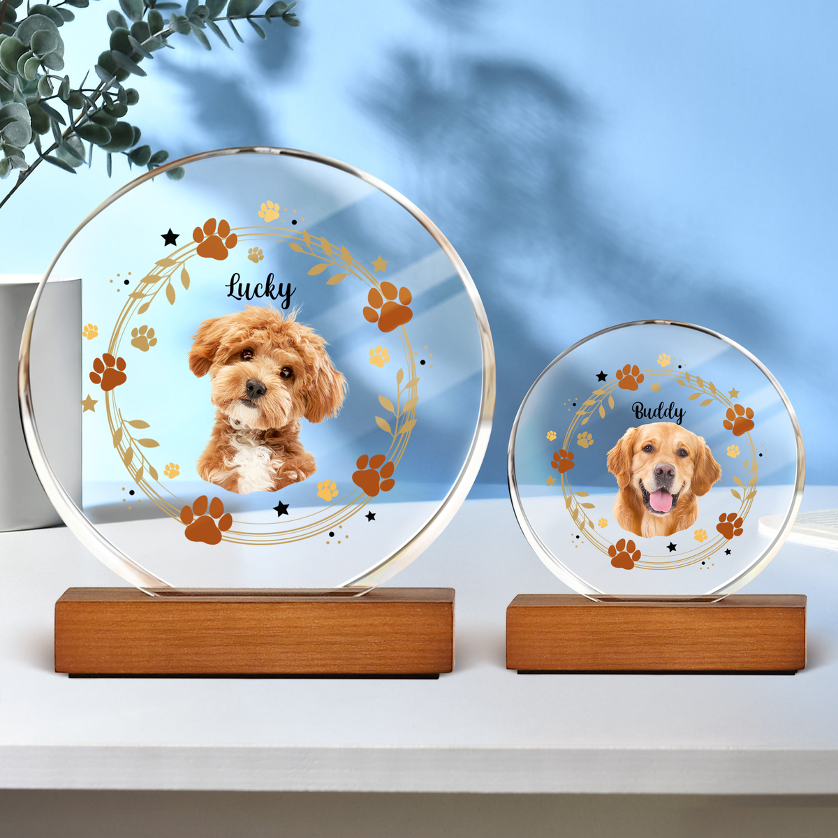 Custom Dog Photo For Dog Lovers Round Acrylic Frame Block HO82 894156