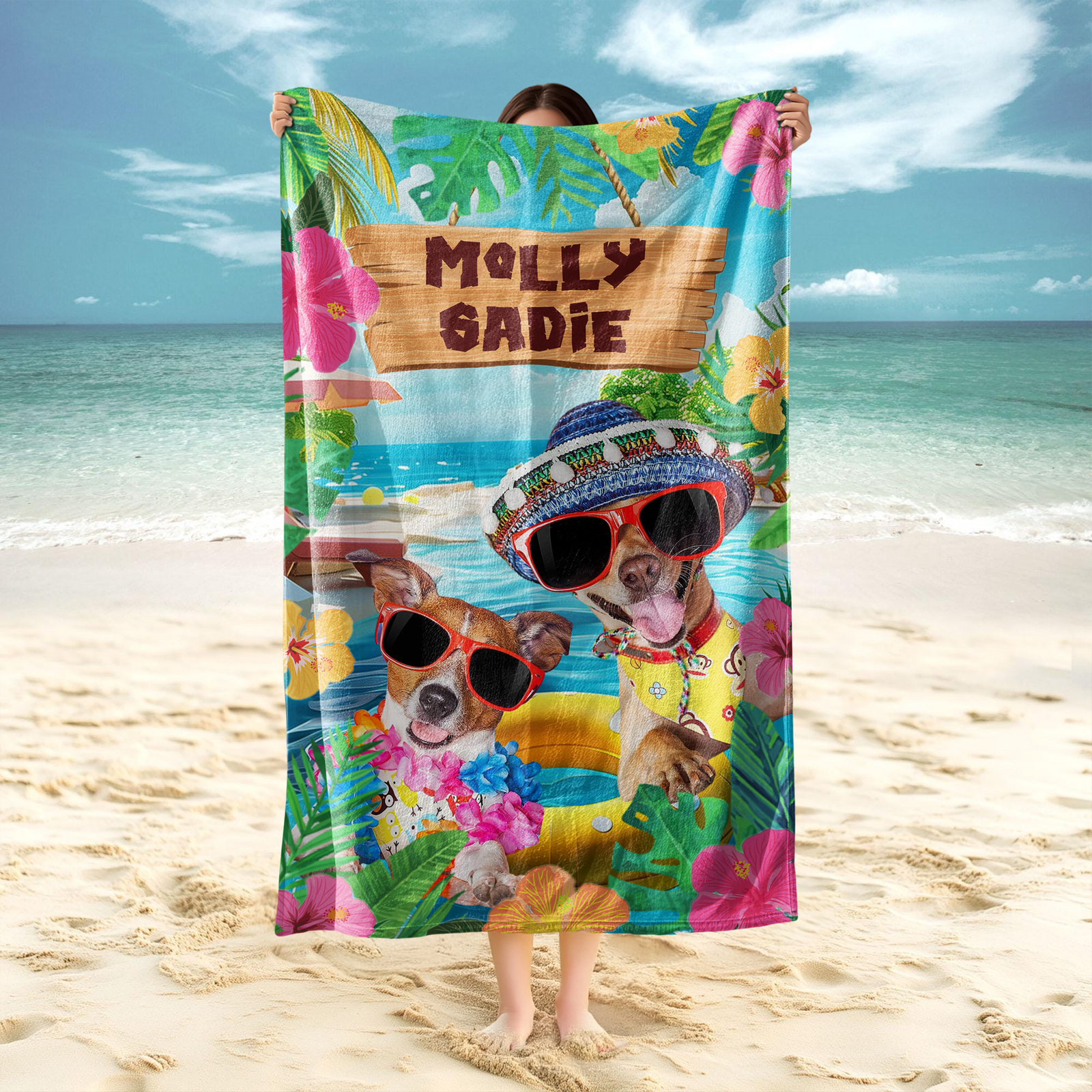 Custom Photo Summertime Bliss With Vibrant Dog Cat Beach Towels Summer Gift For Dog Cat Lovers HO82 893948