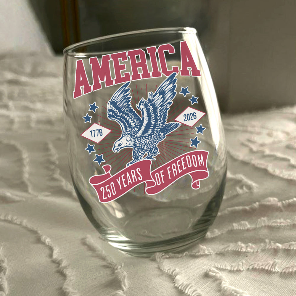 America 1776 - 2026 250 Years Of Freedom Wine Glass HA75 897024