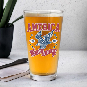 America 1776 - 2026 250 Years Of Freedom Print Beer Glass HA75 897028