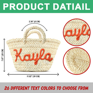 Personalized Name Straw Beach Basket Bag Perfect for Vacation & Picnic LM32 893727