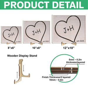 Personalized Custom Couple Name On Heart 2-Layered Wooden Plaque With Stand Valentine's Day TH10 896985
