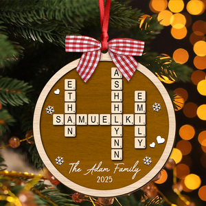 Personalized Family Crossword Puzzle Name Christmas 2 Layer Wood Ornament HA75 897546