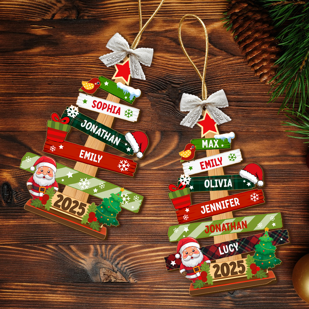 Personalized Our Family Christmas Tree Wood Ornament Christmas Gifts For Mom, Dad HA75 897502