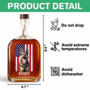 Custom Photo Dog With America Flag Whiskey Bottle HA75 892736