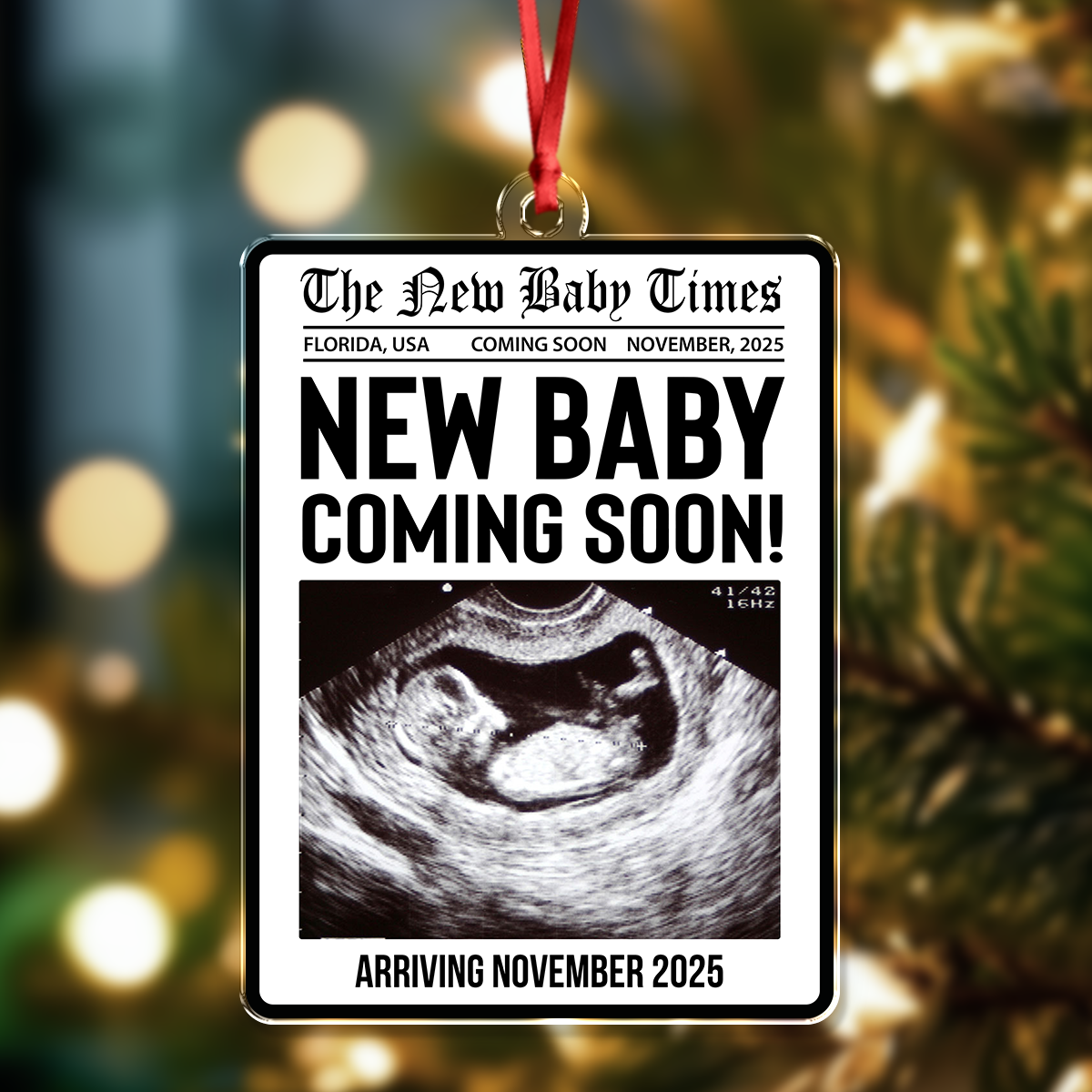 Custom Photo New Baby Coming Soon Acrylic Ornament Christmas Gift For Family HO82 894752
