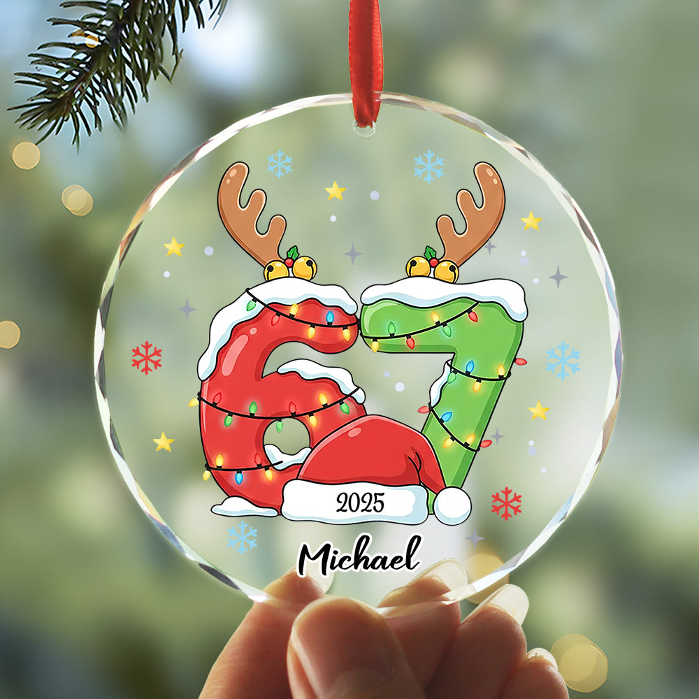 Personalized Funny ‘Six Seven’, Holiday Glass Xmas Decor Glass Ornament HA75 898306