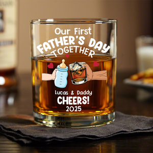 Personalized Funny Our First Fathers Day Rock Glass LM32 893665