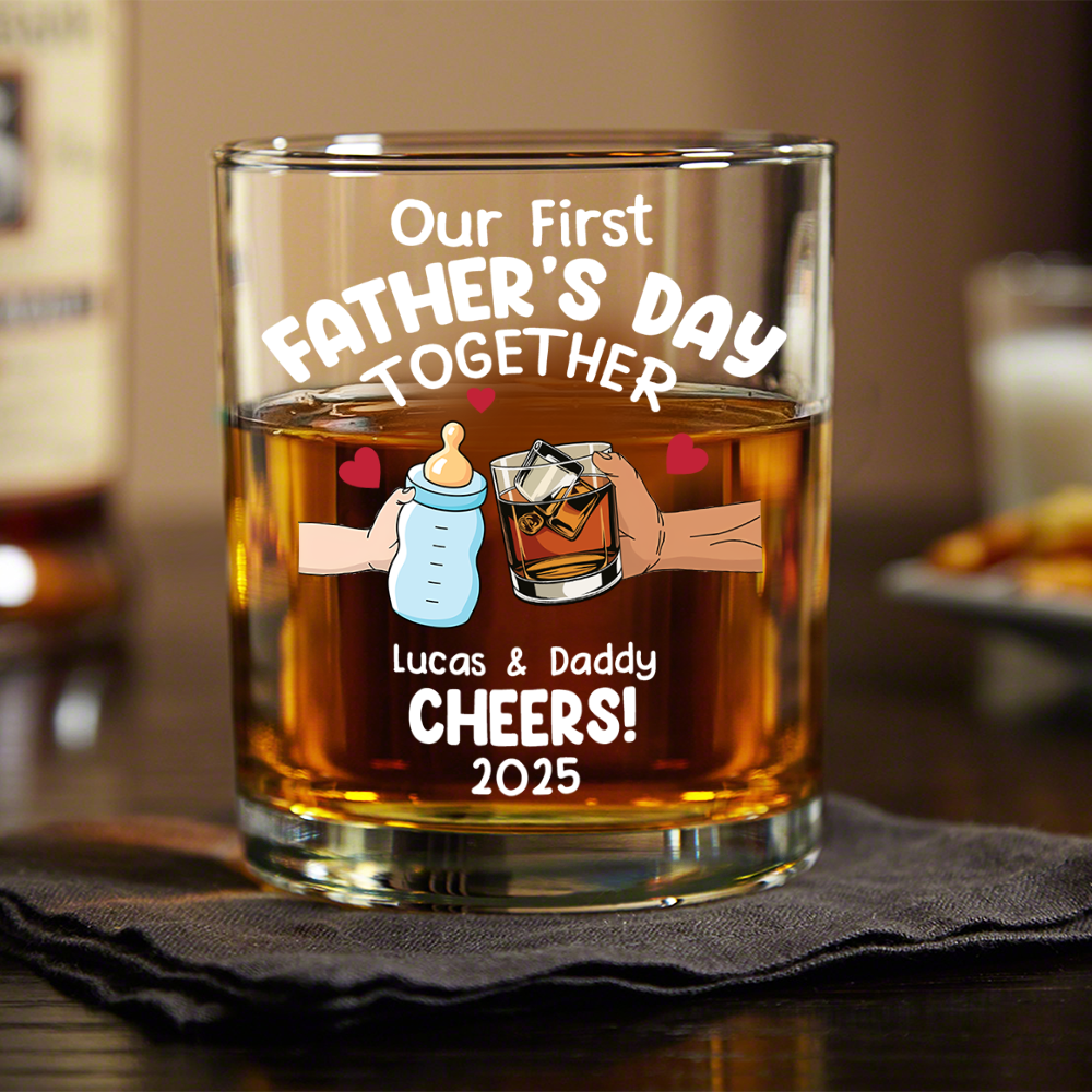 Personalized Funny Our First Fathers Day Rock Glass LM32 893665