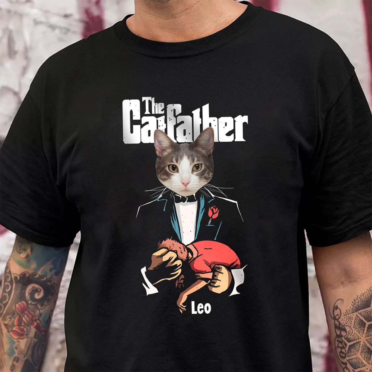Custom Cat Face Photo The Catfather Shirt Personalized Gift For Dad HO82 893848