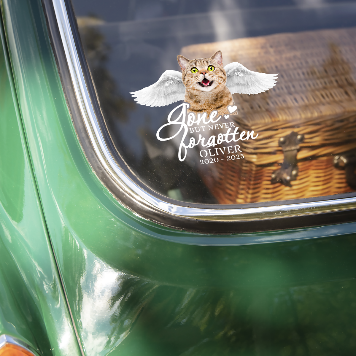 Custom Photo Pet Within Angel Wings Memorial Dog Cat  Car Window Decal Sticker HO82 901068
