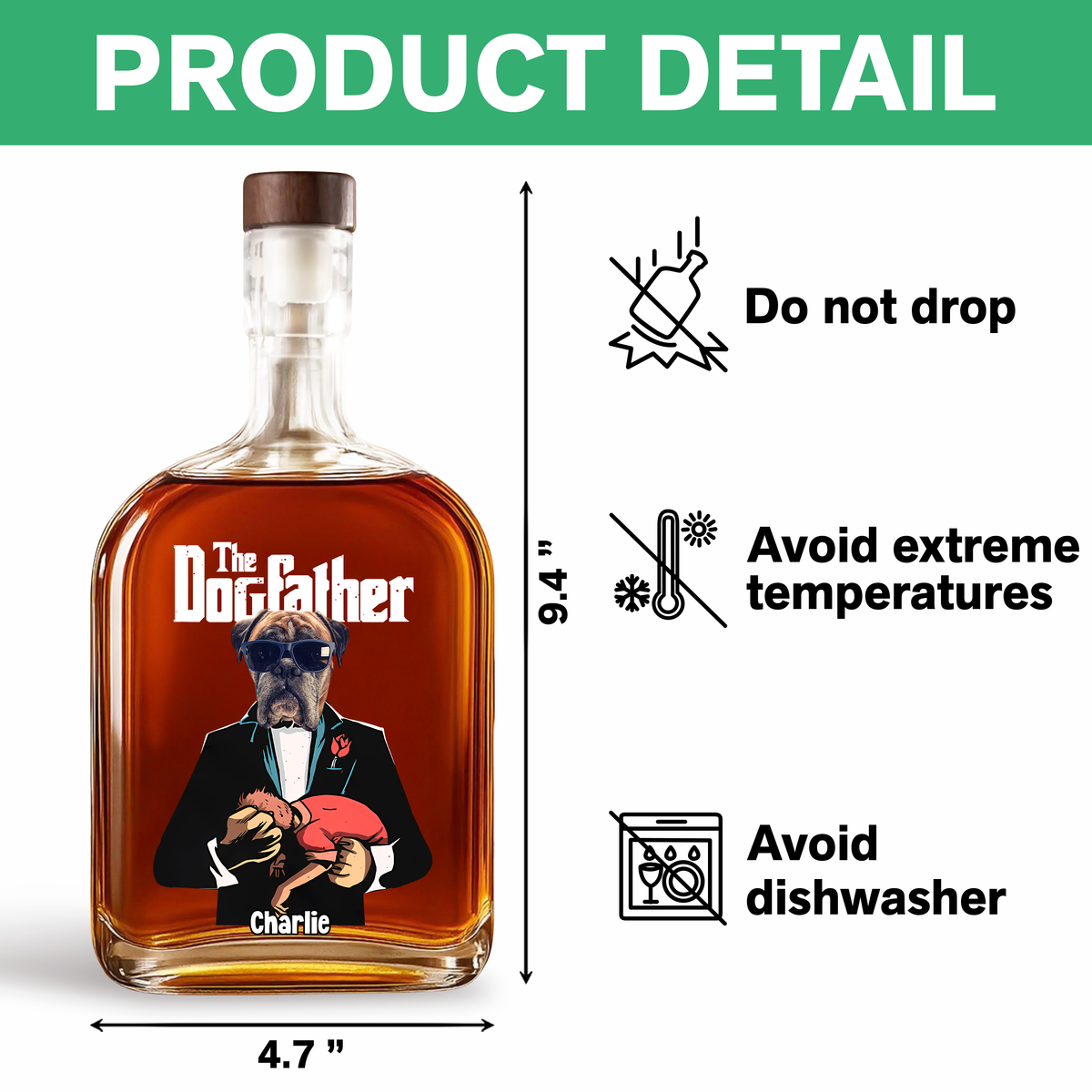 Custom Dog Photo The Dogfather Whiskey Bottle Dog Lovers Gift HO82 894046