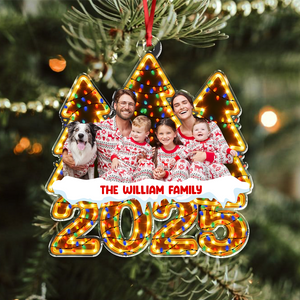 Custom Family Photo Christmas Light Acrylic Ornament CH07 899162