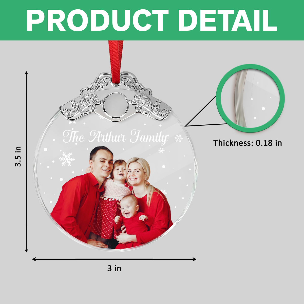 Custom Photo Family Metal Glass Ornament For Christmas HA75 892858