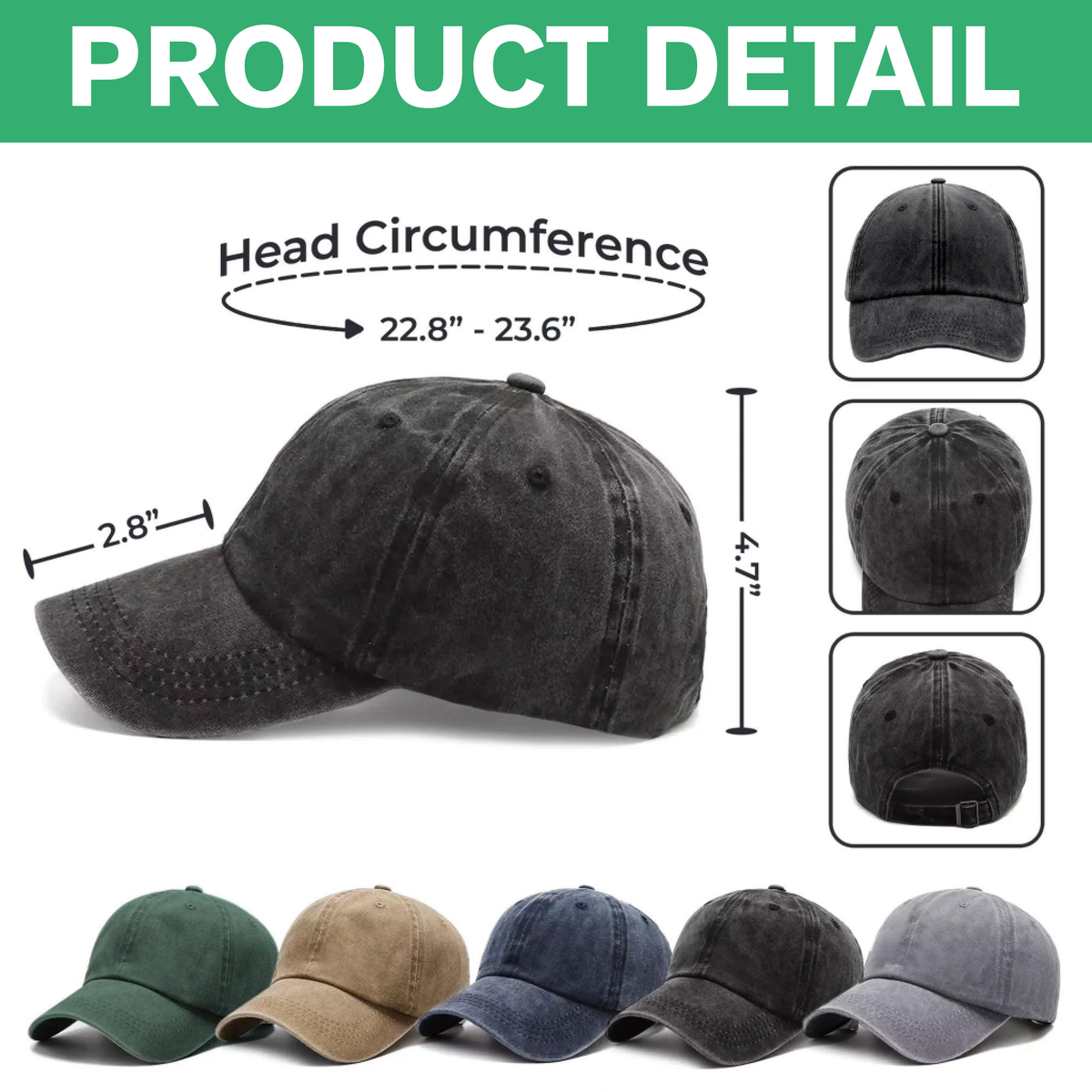 Custom Photo America Dog Dad Washed Denim Baseball Cap CH07 896014