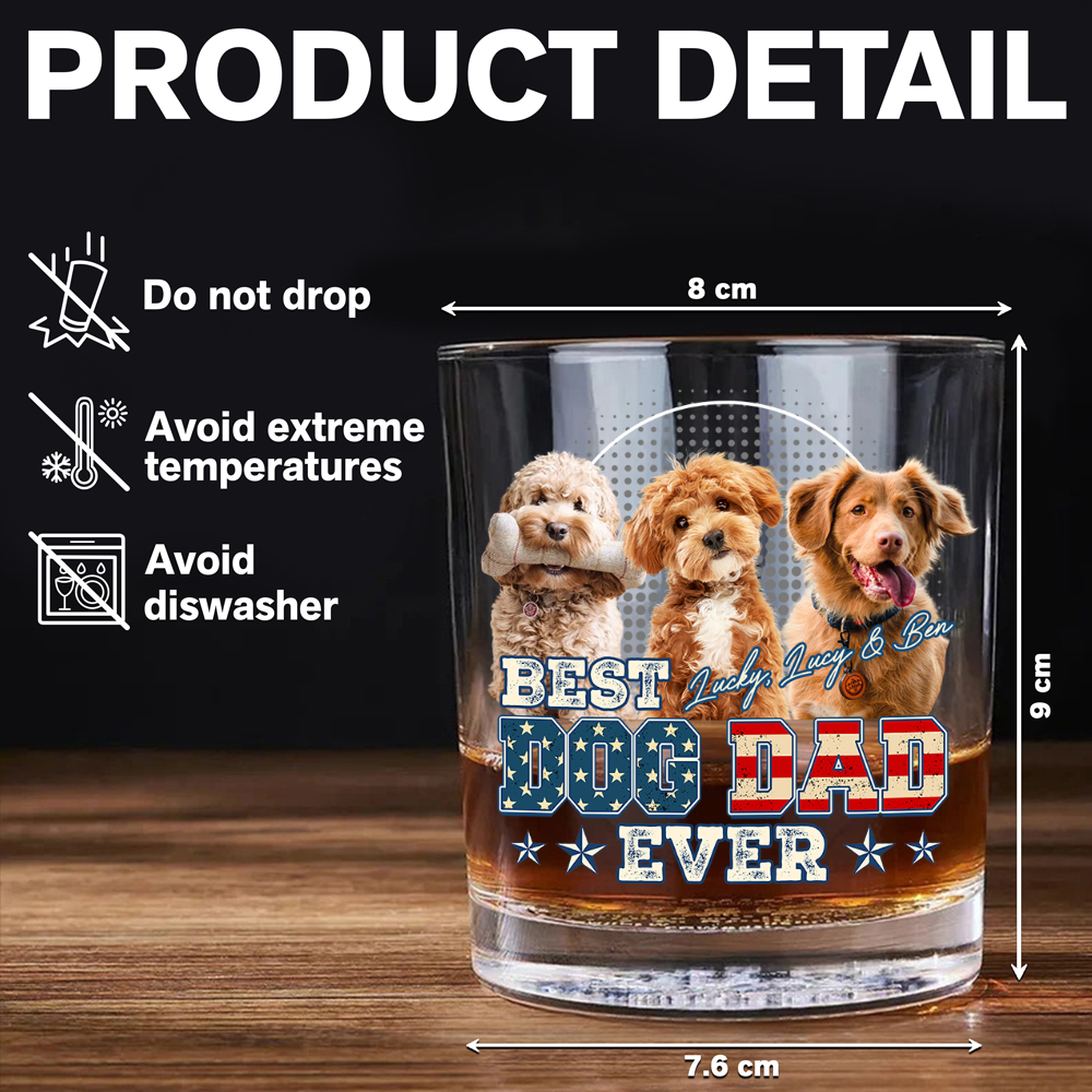 Custom Photo Best Dog Dad Ever Dog Whiskey Glass Gift For Dad HO82 893930
