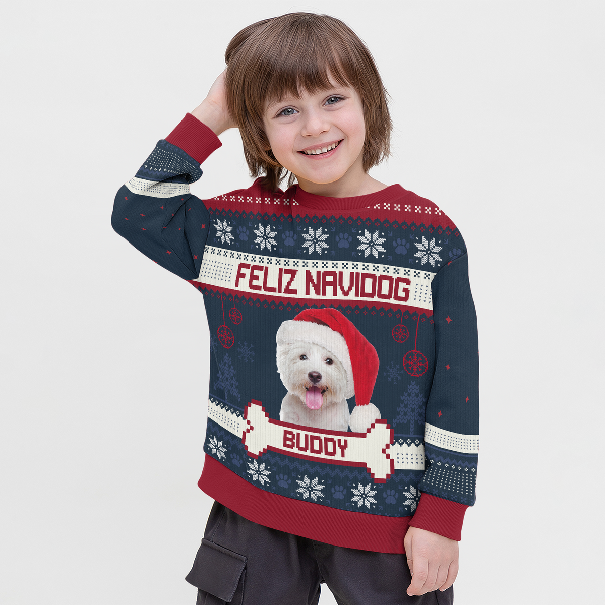 Custom Photo Merry Woofmas Feliz Navidog Ugly Sweater Christmas Gift For Dog Lovers CH07 896442