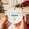 Personalized The Day I Became A Mama, Daddy Ceramic Ornament, Family Christmas Keepsake LM32 669707