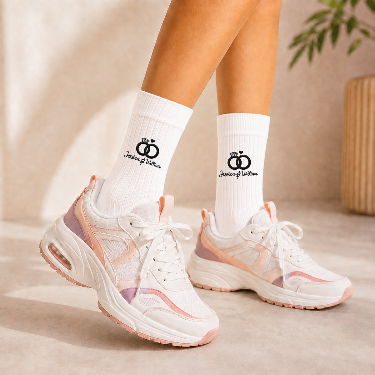 Personalized Name Wedding Rings Embroidered Socks, Custom Gift for Couples LM32 669785