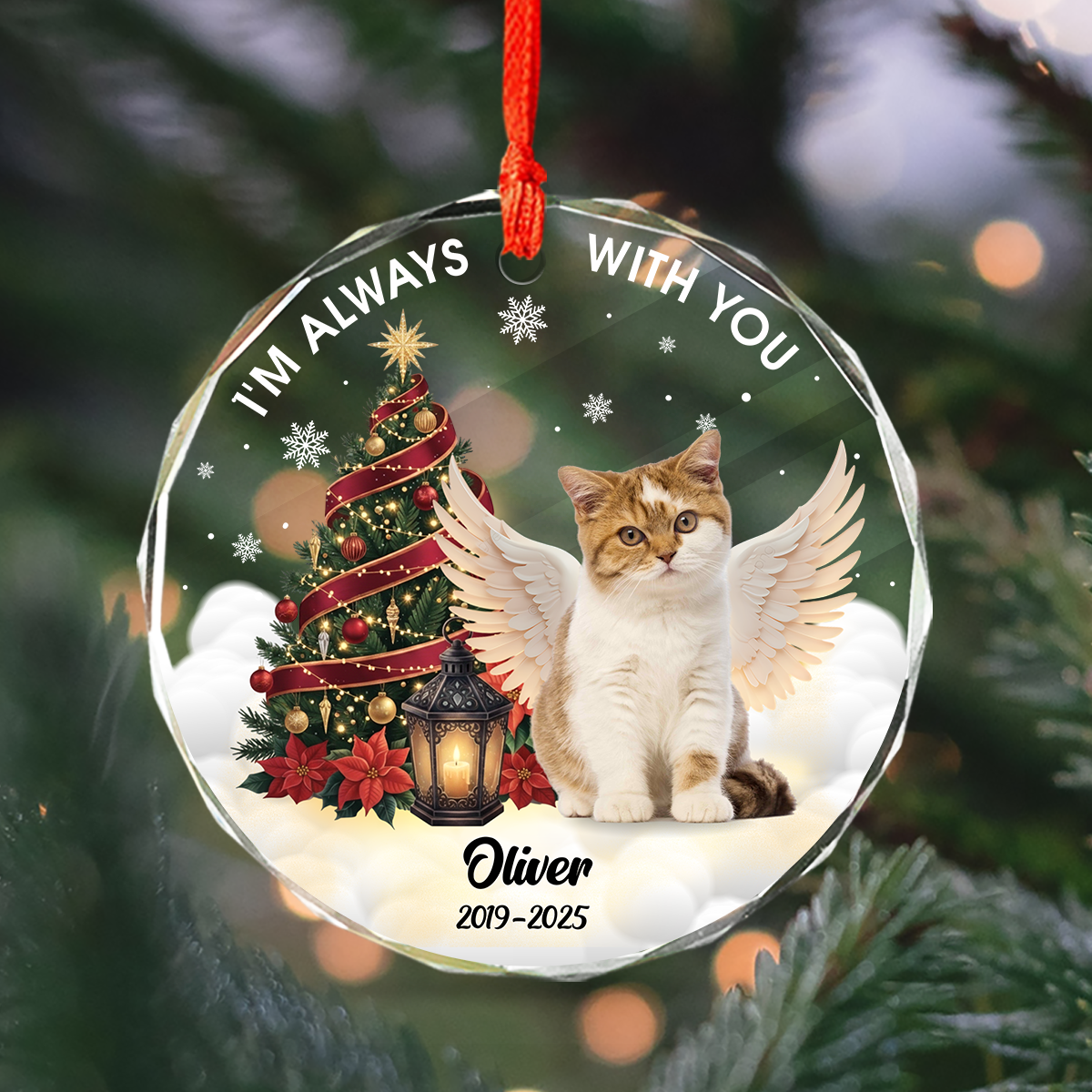 Custom Photo I Am Always With You Memorial Cat Glass Ornament HA75 897266