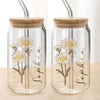 Custom Name With Floral Glass Can With Lid Personalized Gift HA75 892010