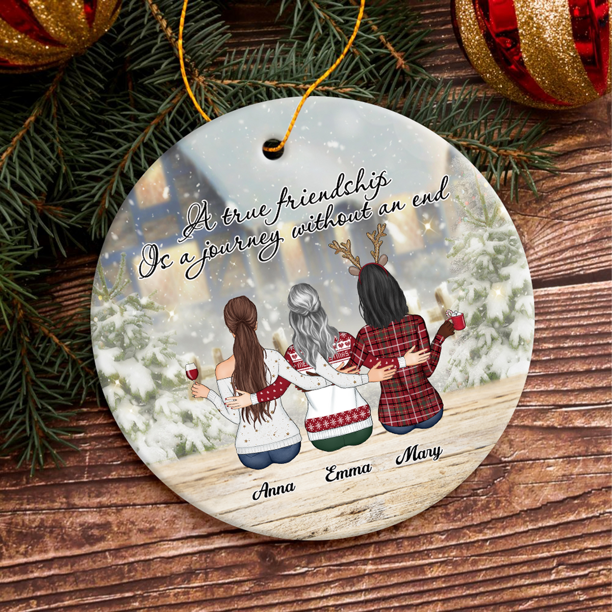 A True Friendship Is A Journey Without An End Personalized Ceramic Ornament For Besties, Friends HA75 897446