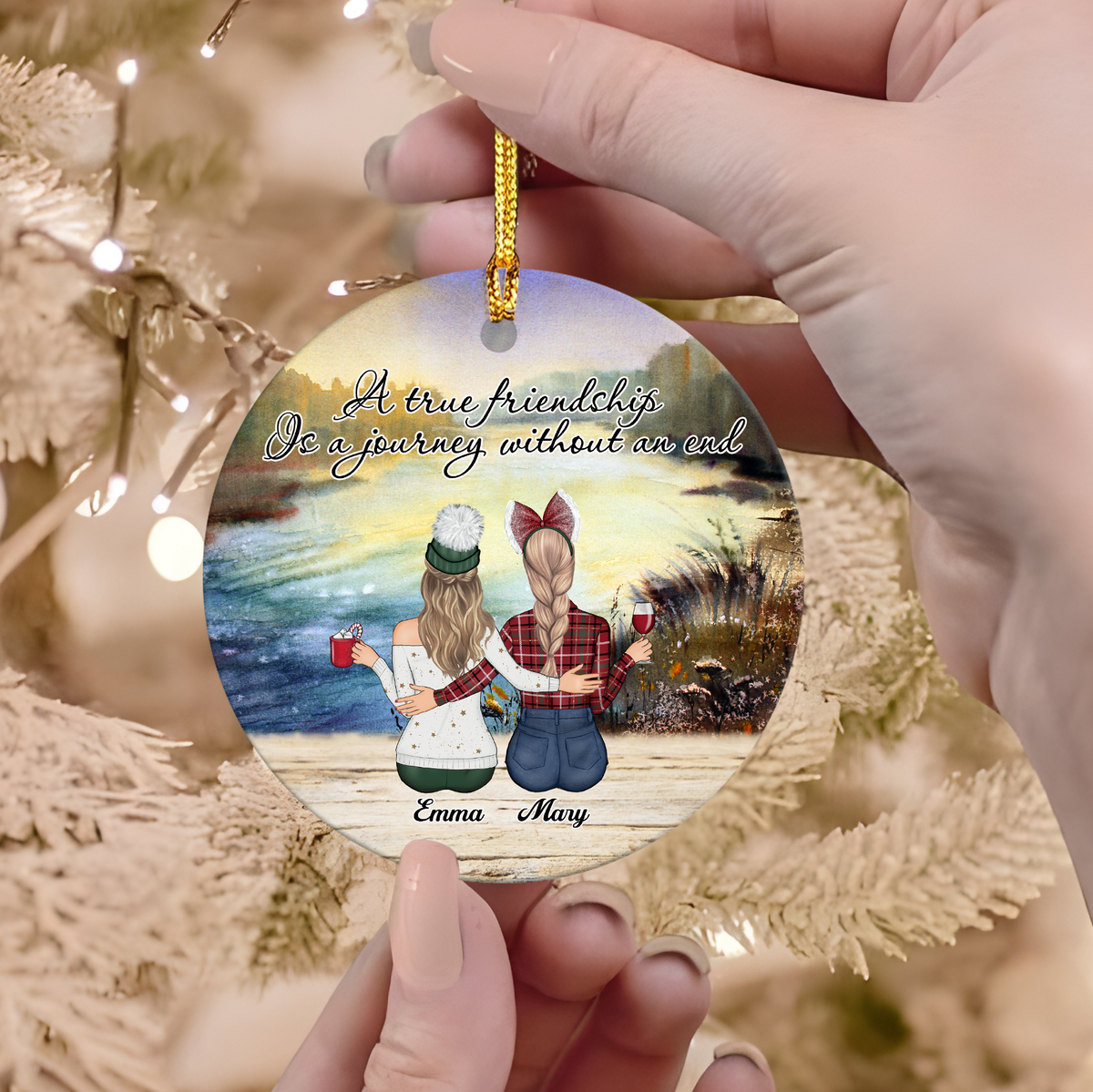 A True Friendship Is A Journey Without An End Personalized Ceramic Ornament For Besties, Friends HA75 897446
