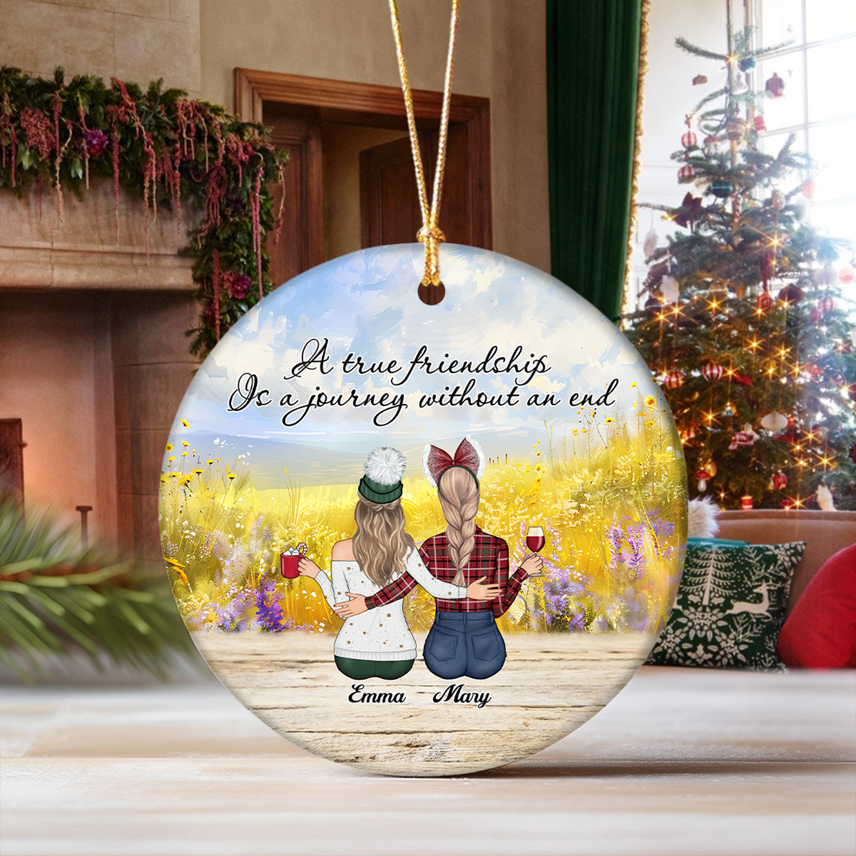 A True Friendship Is A Journey Without An End Personalized Ceramic Ornament For Besties, Friends HA75 897446