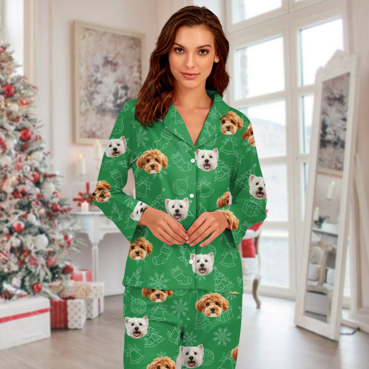 Custom Dog Photo Christmas Pajamas Christmas Gift For Pet Lovers CH07 896130