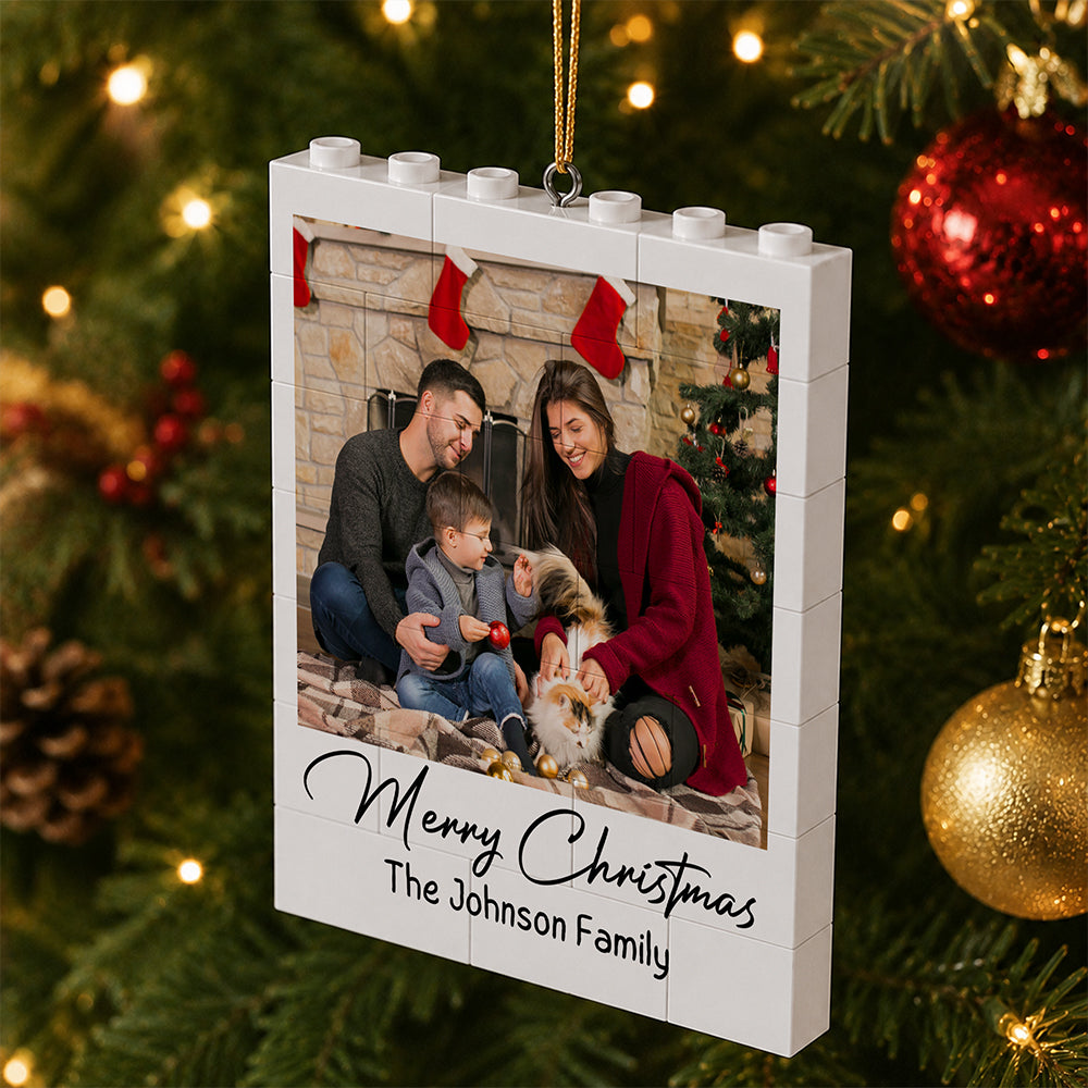 Custom Photo Merry Christmas Building Blocks Ornament TH10 170647