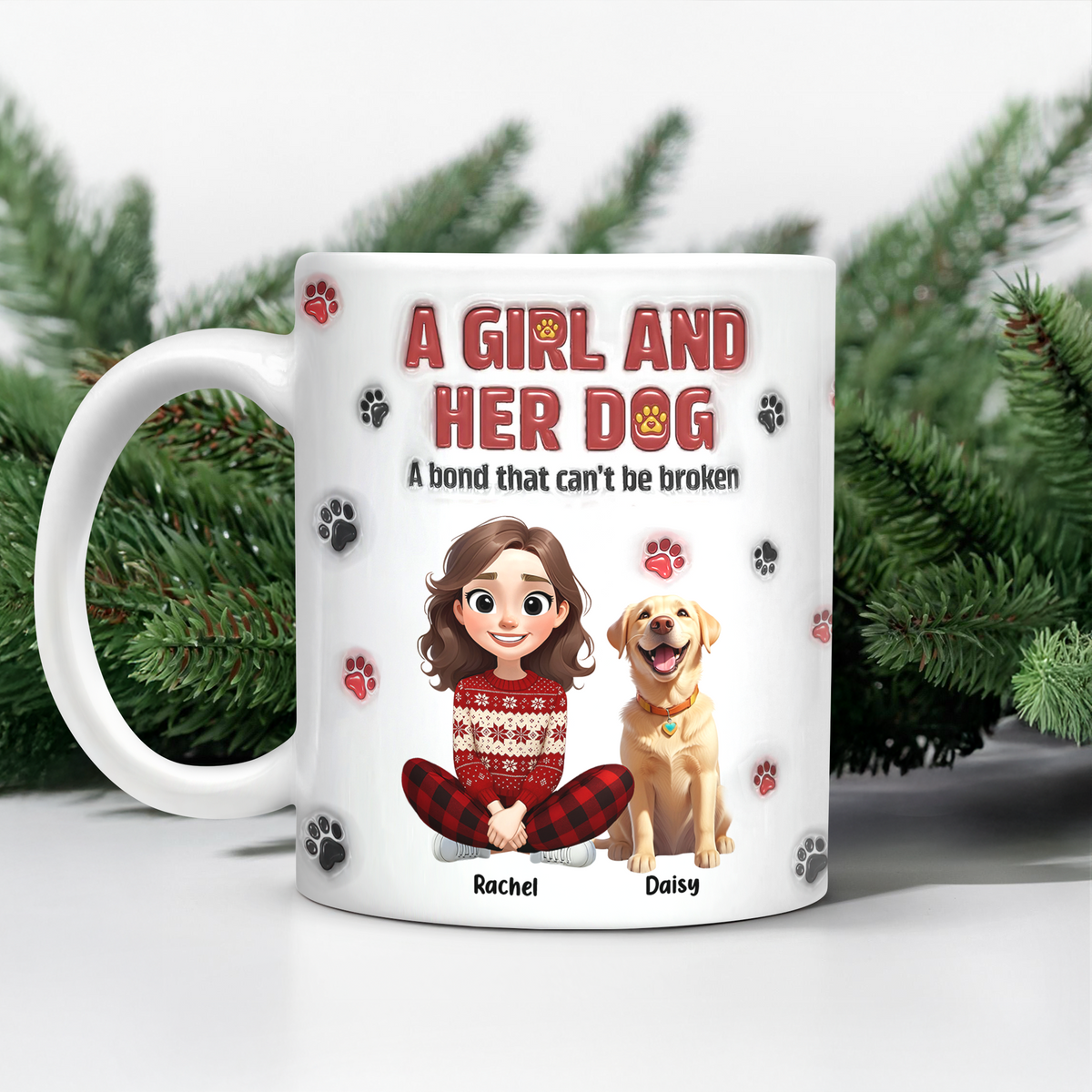 Personalized A Girl And Her Dog Version 3D Inflated Effect Mug HA75 898070