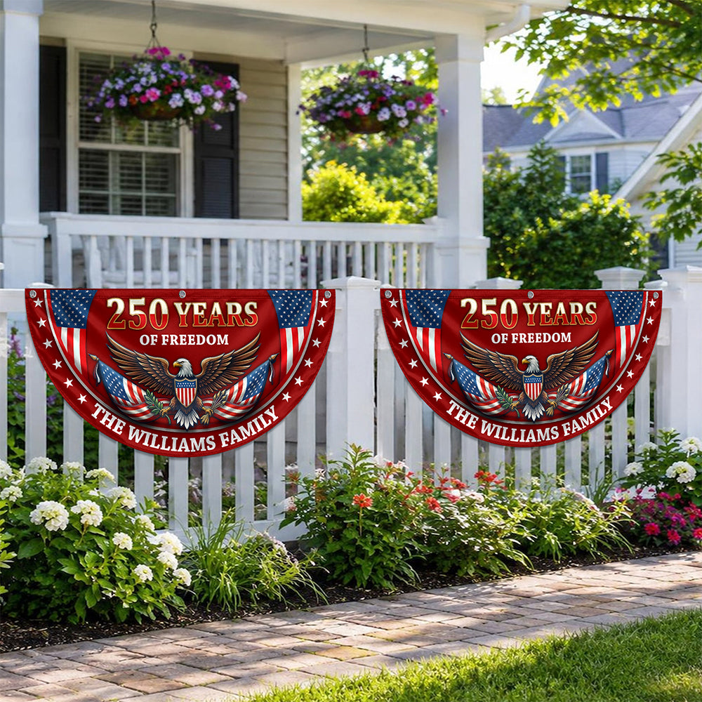 Personalized 250 Years Of Freedom Non-Pleated Fan Flag USA 1776-2026 Patriotic Flag, Fourth Of July Outdoor Decor LM32 669291