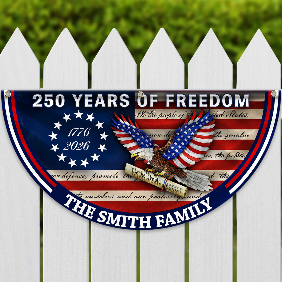 Custom Family Name America Anniversary 250 Years of Freedom Non-Pleated Fan Flag HO82 901604