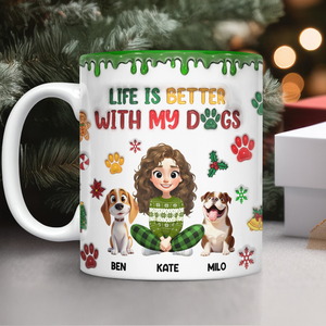 Custom Pet Photo Life Is Better With My Dogs Personalized 3D Inflated Effect Mug CH07 896556
