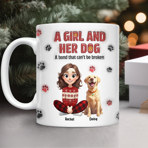 Personalized A Girl And Her Dog Version 3D Inflated Effect Mug HA75 898070