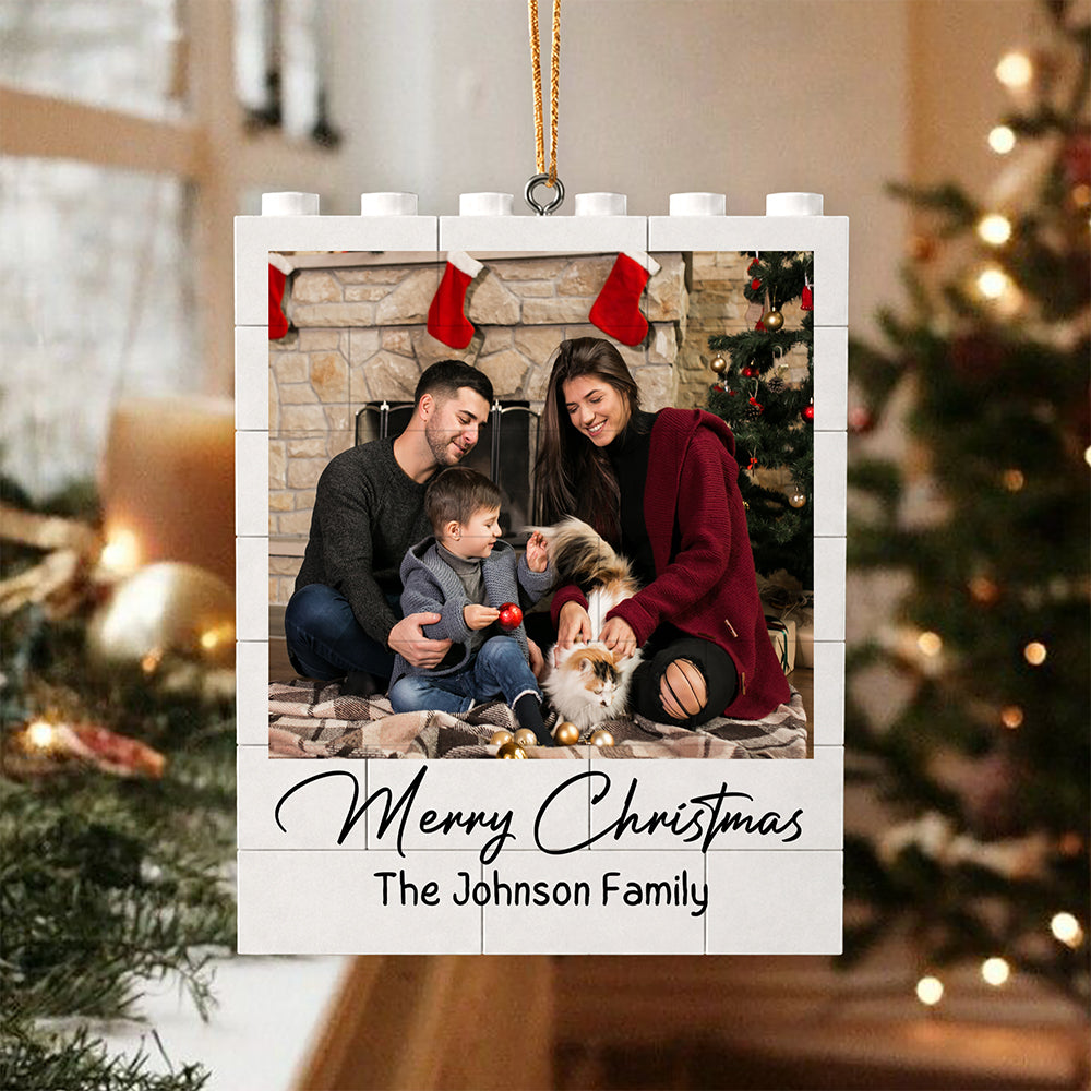 Custom Photo Merry Christmas Building Blocks Ornament TH10 170647