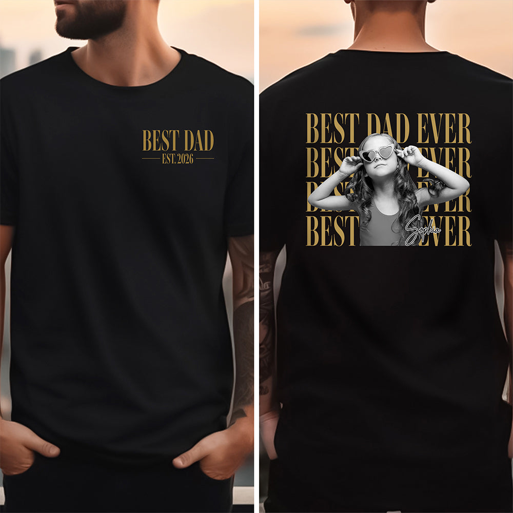 Personalized Vintage Photo Dad, Mom, Grandpa, Grandma Family Front & Back Dark Shirt HA75 921596