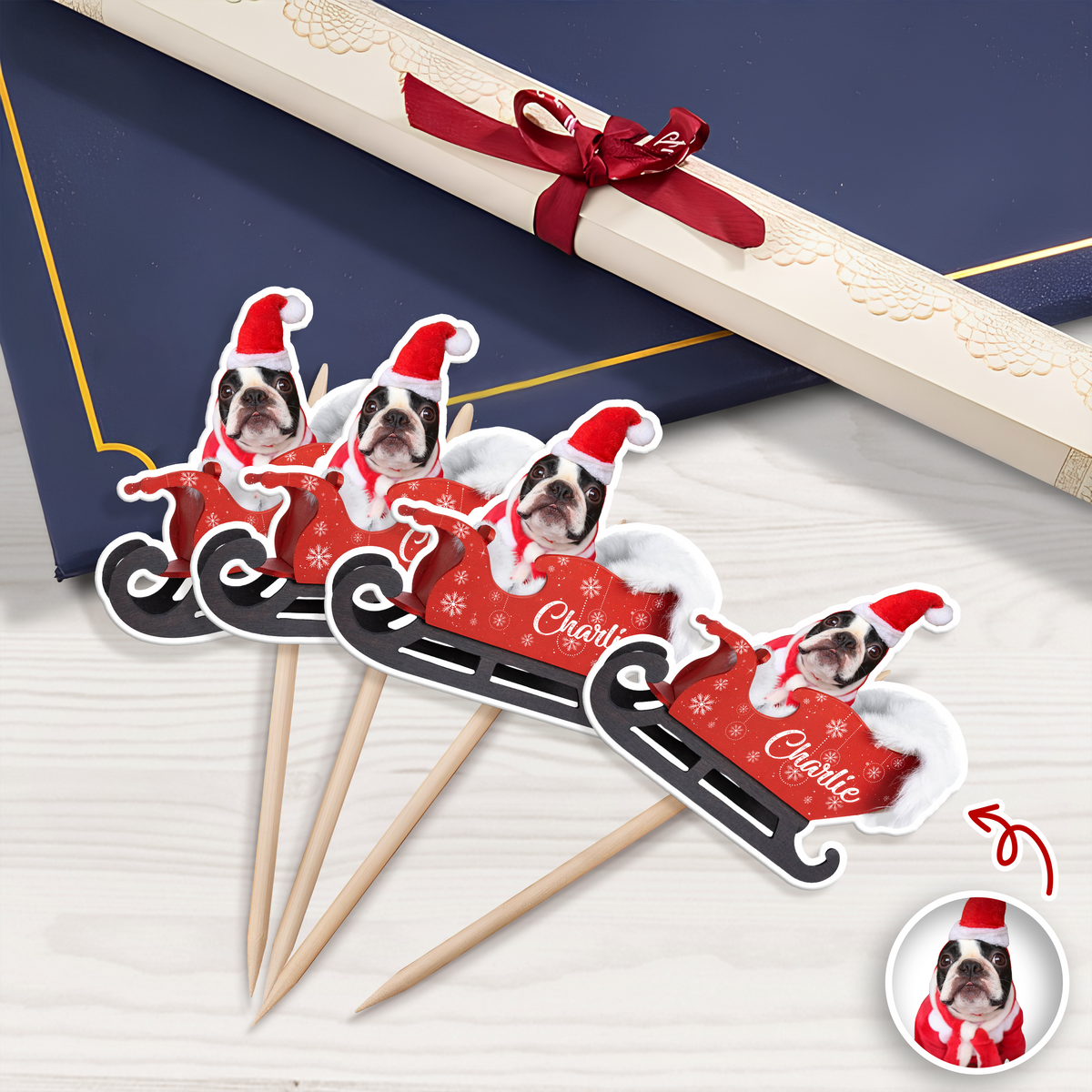 Custom Dog Photo Santa Cupcake Cupcake Toppers HO82 894580