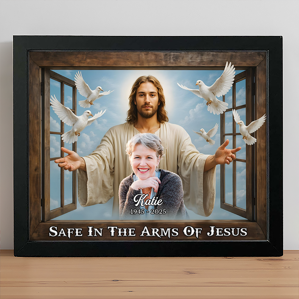 Custom Photo Safe In The Arms Of Jesus Memorial Picture Frame LM32 893901