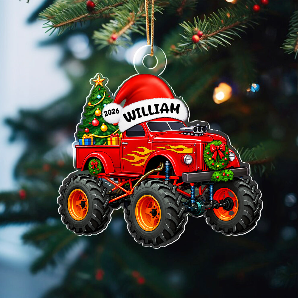 Personalized Name Monster Truck Christmas Acrylic Ornament Kids Boy Xmas Gifts HA75 919176