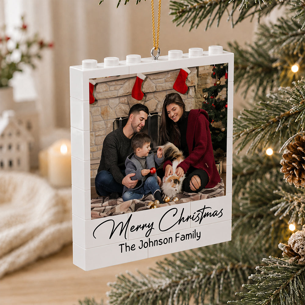 Custom Photo Merry Christmas Building Blocks Ornament TH10 170647