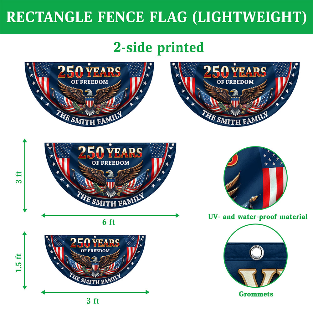 Personalized 250 Years Of Freedom Non-Pleated Fan Flag USA 1776-2026 Patriotic Flag, Fourth Of July Outdoor Decor LM32 669291