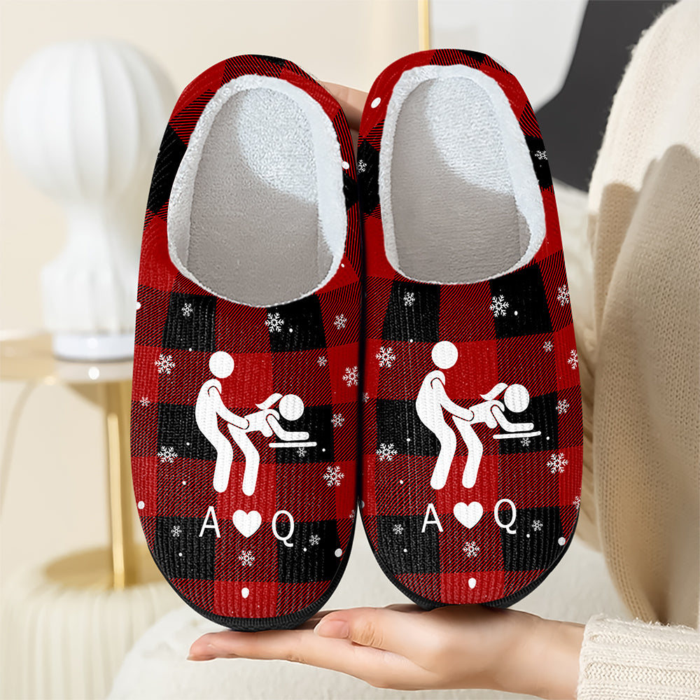 Personalized Funny Adult Couple Christmas Slippers Gift for Husband Wife Boyfriend Girlfriend HA75 919052