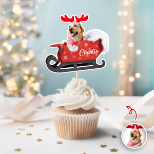 Custom Dog Photo Santa Cupcake Cupcake Toppers HO82 894580