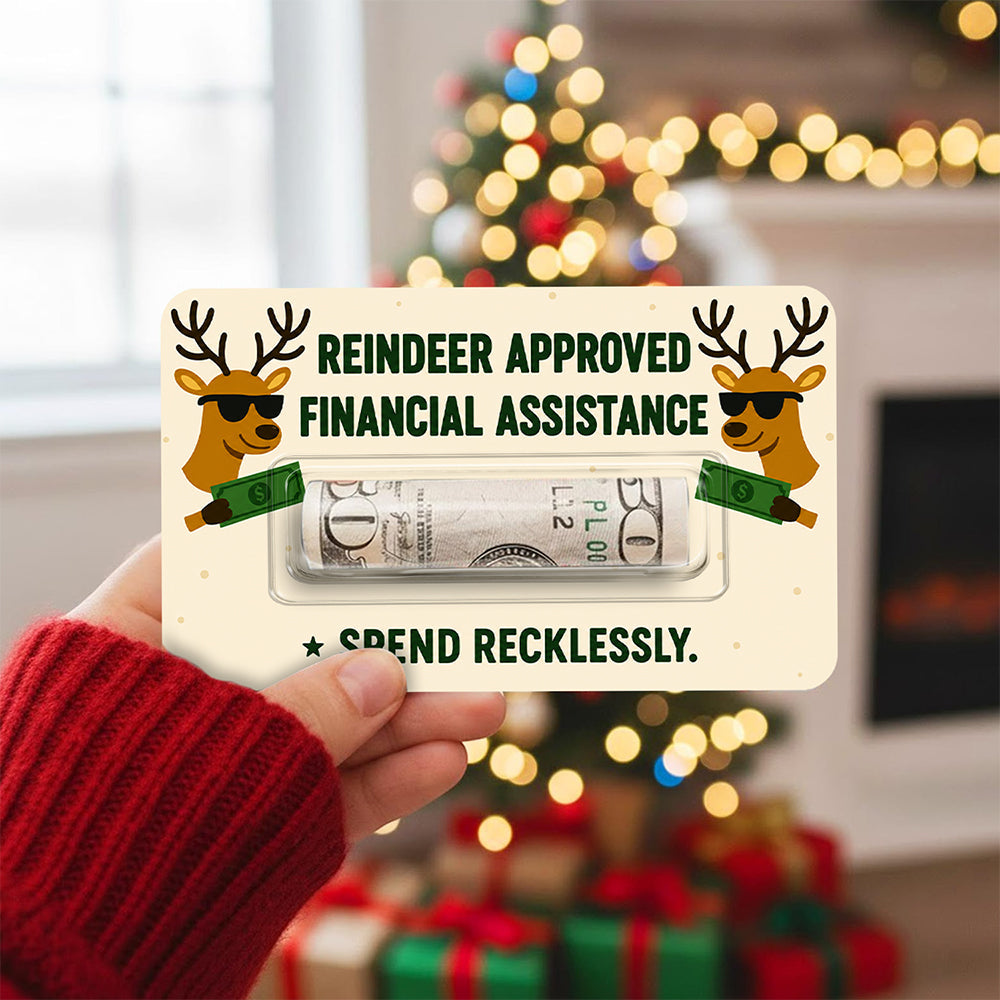 Personalized Reindeer Approved Financial Assistance Funny Christmas Money Holder Card LM32 669729