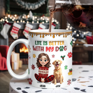 Custom Pet Photo Life Is Better With My Dogs Personalized 3D Inflated Effect Mug CH07 896556