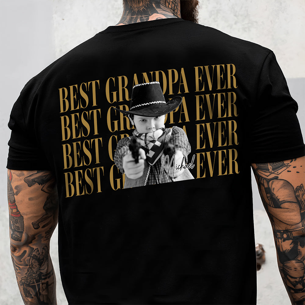 Personalized Vintage Photo Dad, Mom, Grandpa, Grandma Family Front & Back Dark Shirt HA75 921596
