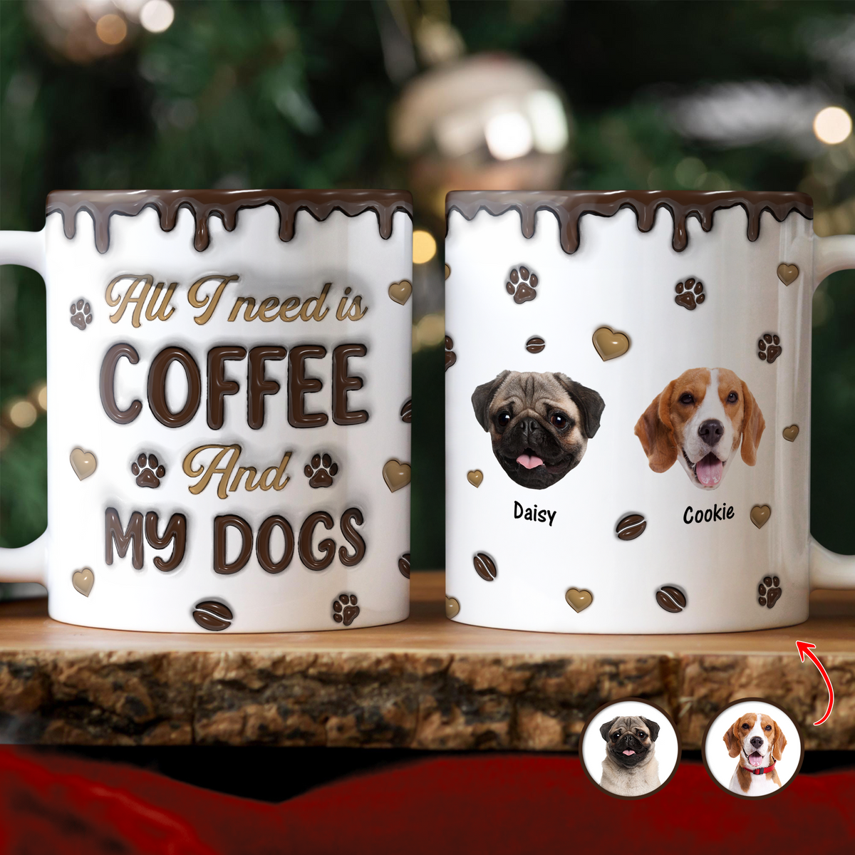 Custom Photo Coffee And Dog - Personalized 3D Inflated Effect Mug LM32 895129